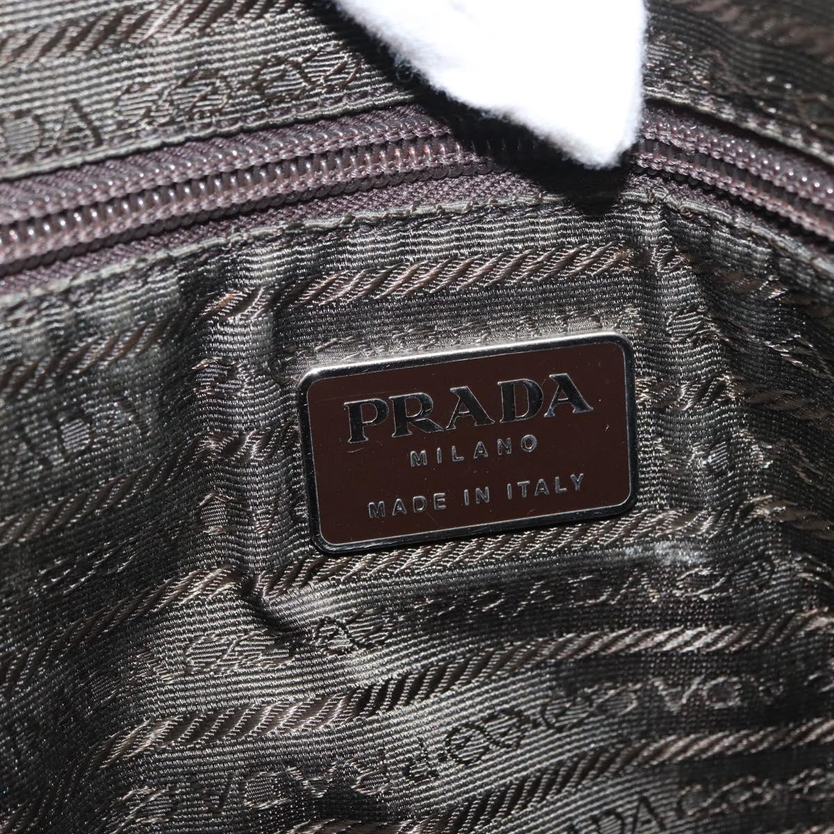 PRADA Hand Bag Nylon 2way Khaki Silver Auth bs33285