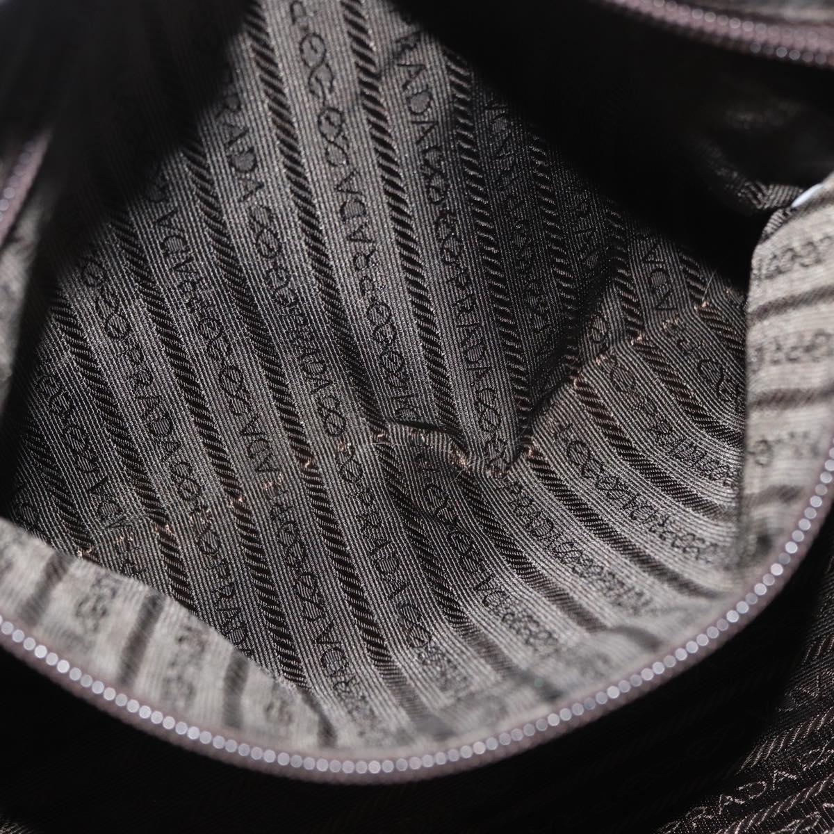 PRADA Hand Bag Nylon 2way Khaki Silver Auth bs33285