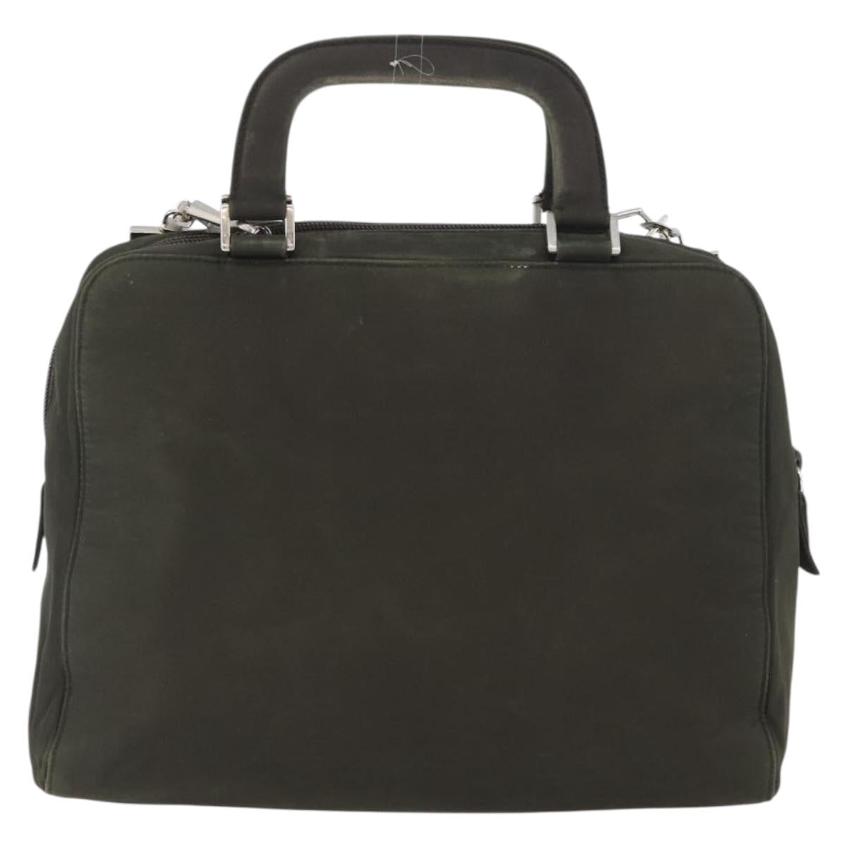 PRADA Hand Bag Nylon 2way Khaki Silver Auth bs33285