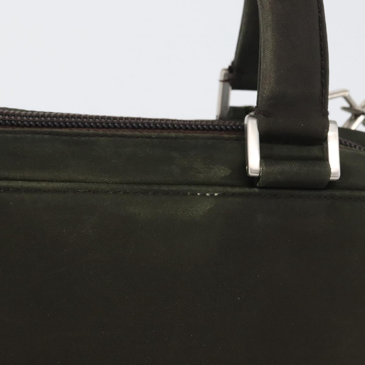 PRADA Hand Bag Nylon 2way Khaki Silver Auth bs33285