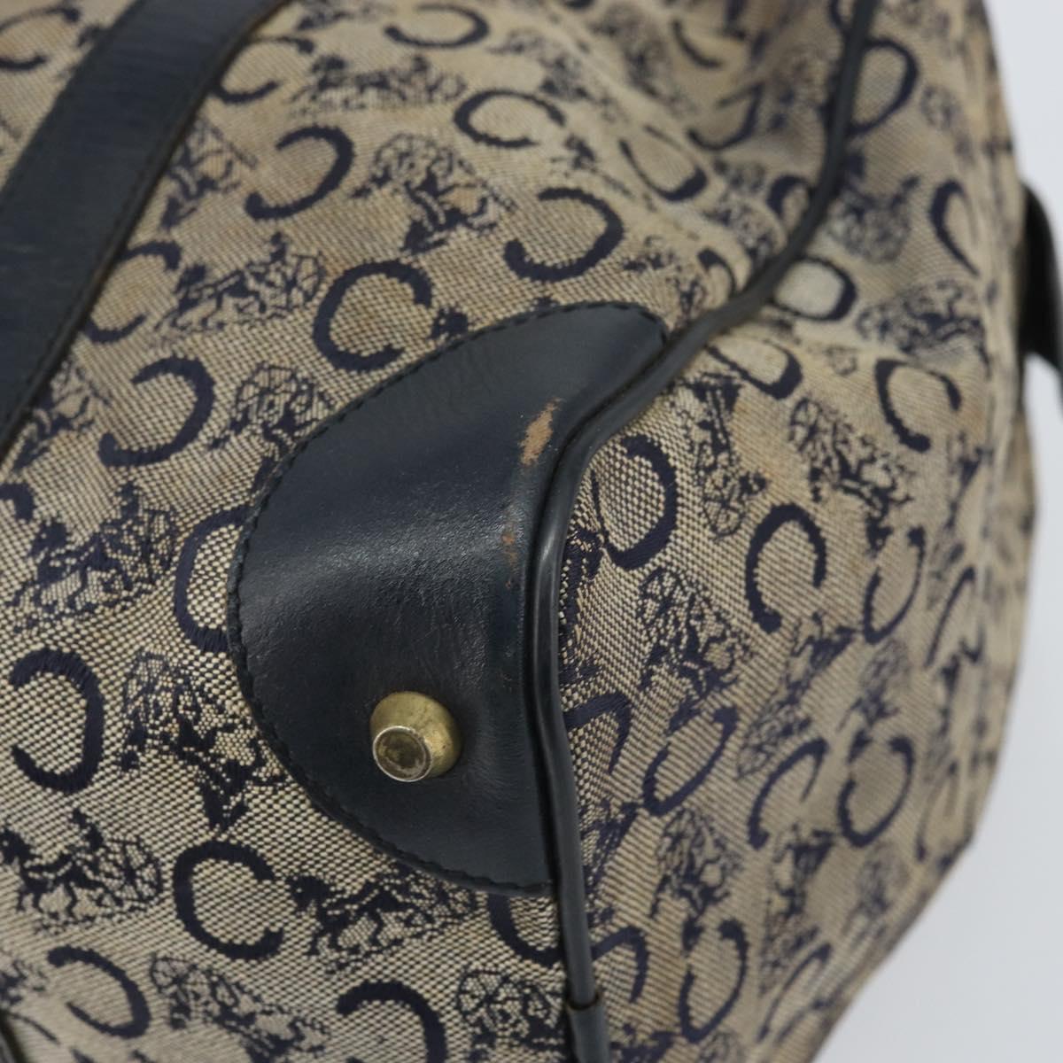 CELINE C Macadam Canvas Hand Bag Navy Gold Auth bs33286