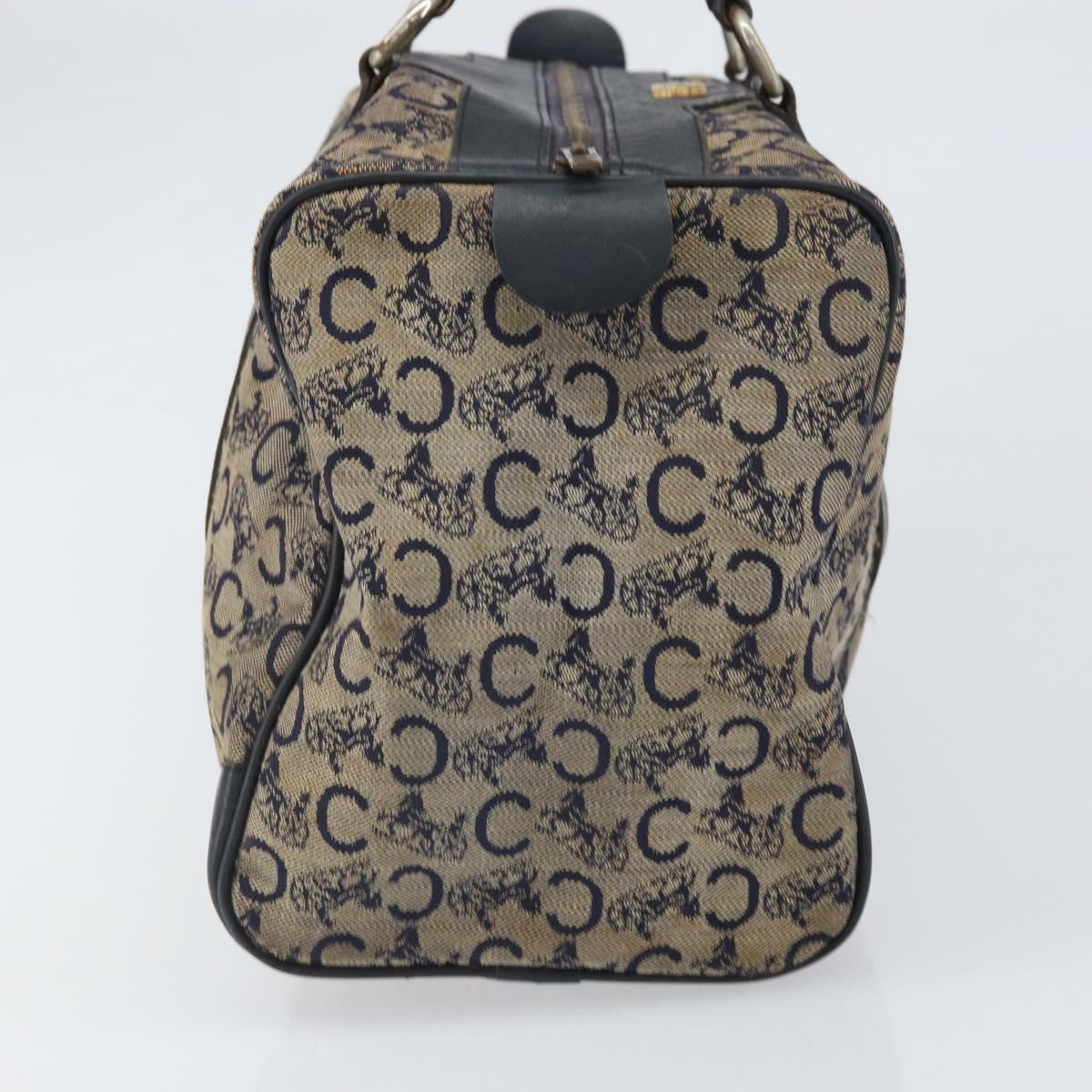 CELINE C Macadam Canvas Hand Bag Navy Gold Auth bs33286