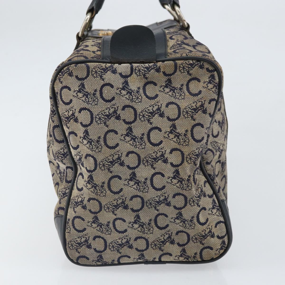 CELINE C Macadam Canvas Hand Bag Navy Gold Auth bs33286