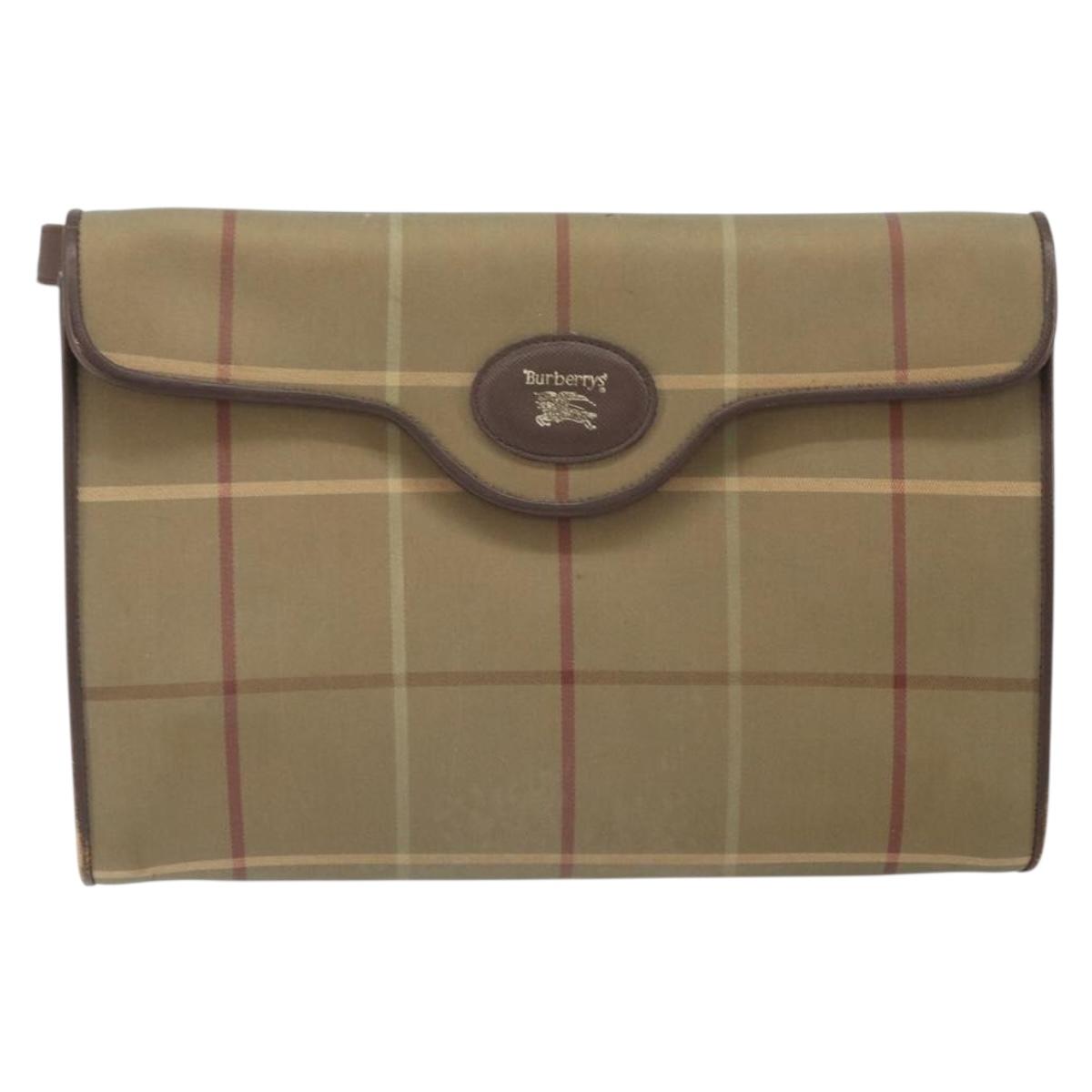 Burberrys Nova Check Shoulder Bag Canvas Beige Gold Auth bs33287