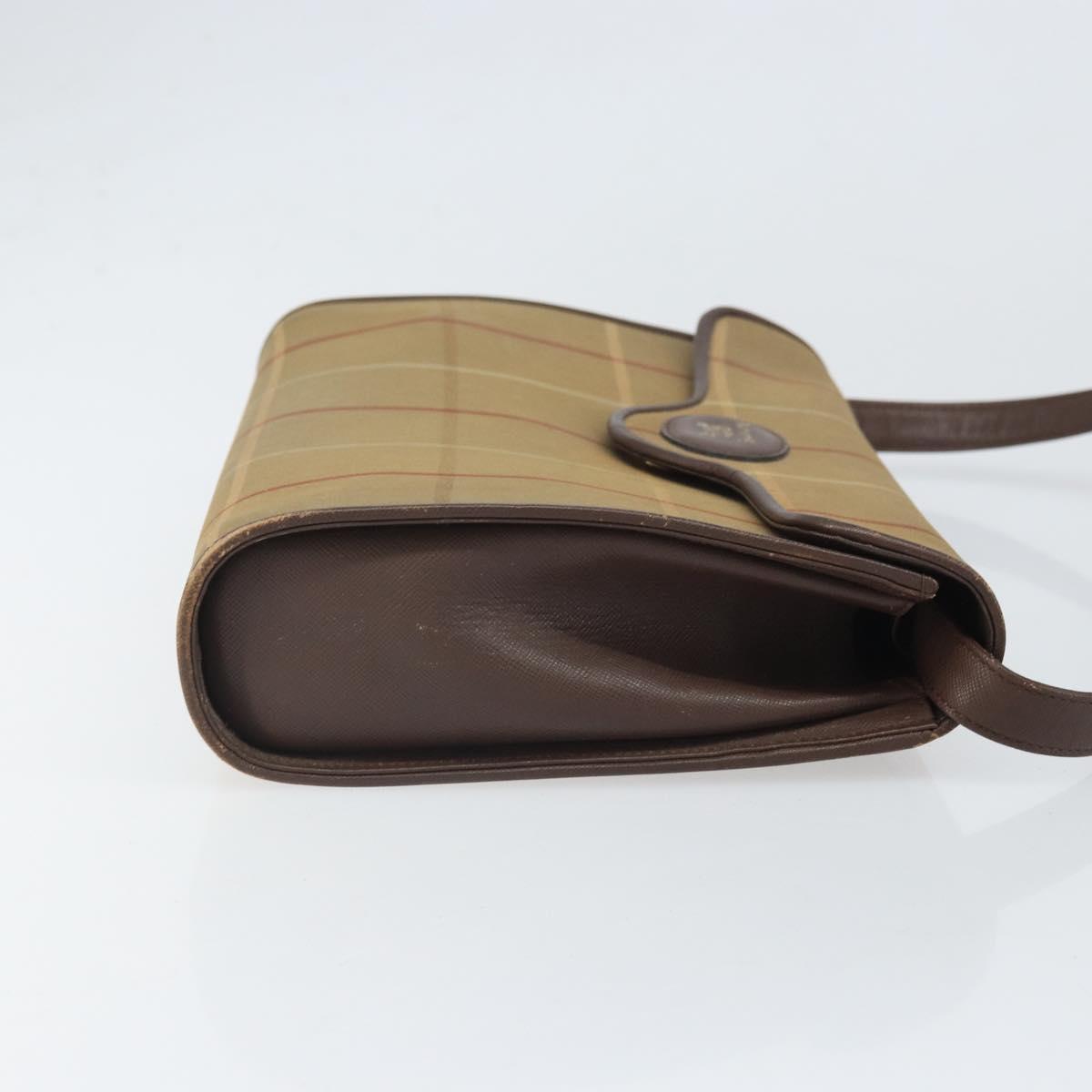 Burberrys Nova Check Shoulder Bag Canvas Beige Gold Auth bs33287