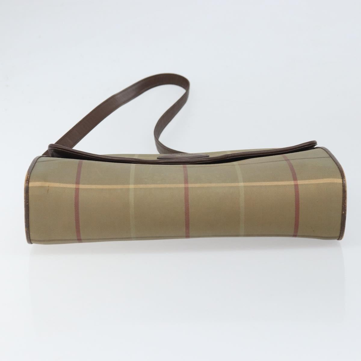Burberrys Nova Check Shoulder Bag Canvas Beige Gold Auth bs33287