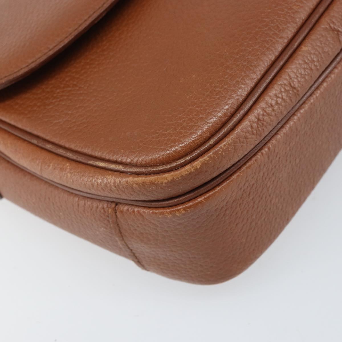 Burberrys Shoulder Bag Leather Brown Gold Auth bs33288