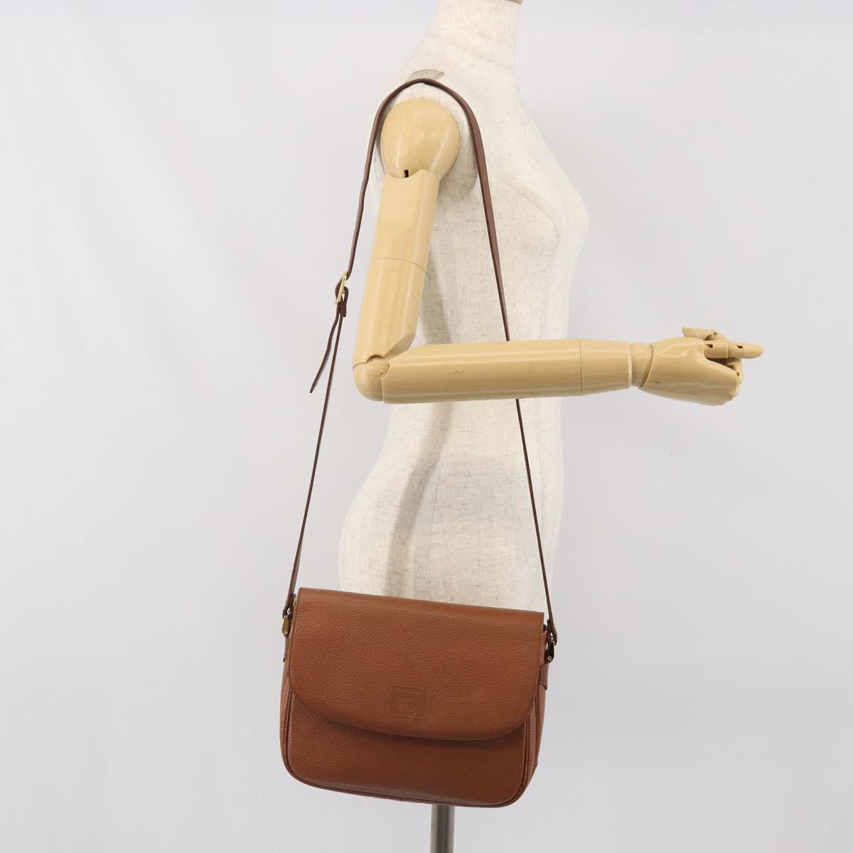 Burberrys Shoulder Bag Leather Brown Gold Auth bs33288