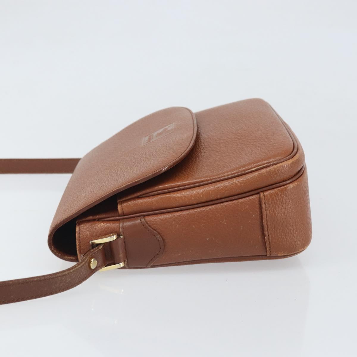 Burberrys Shoulder Bag Leather Brown Gold Auth bs33288