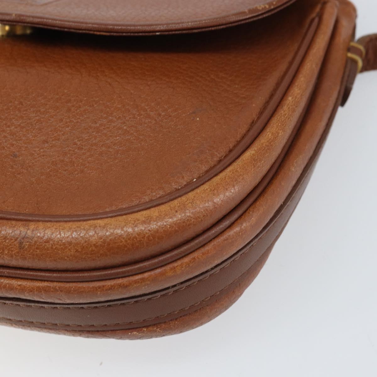 Burberrys Shoulder Bag Leather Brown Gold Auth bs33289