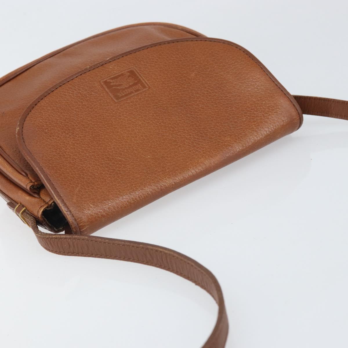 Burberrys Shoulder Bag Leather Brown Gold Auth bs33289