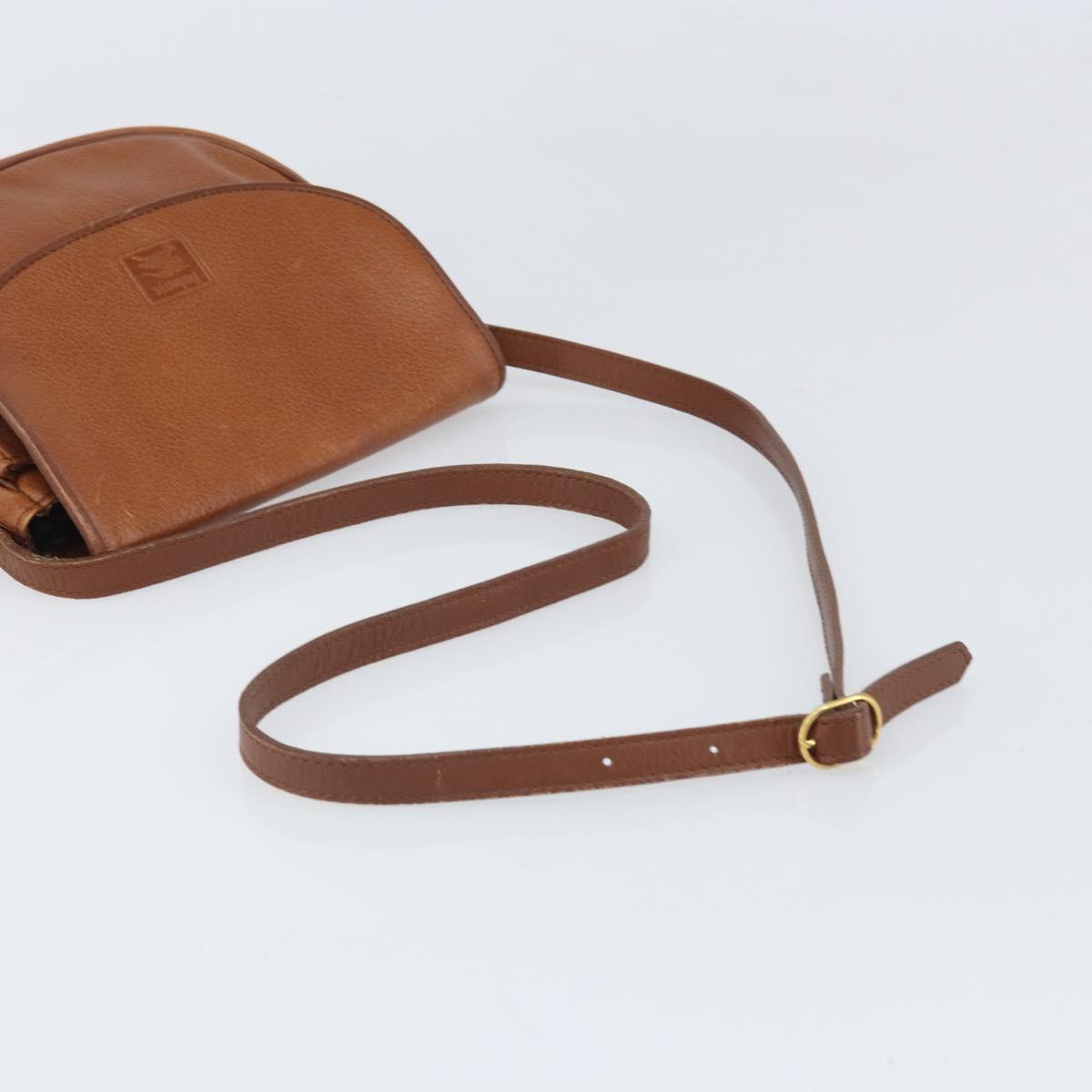 Burberrys Shoulder Bag Leather Brown Gold Auth bs33289