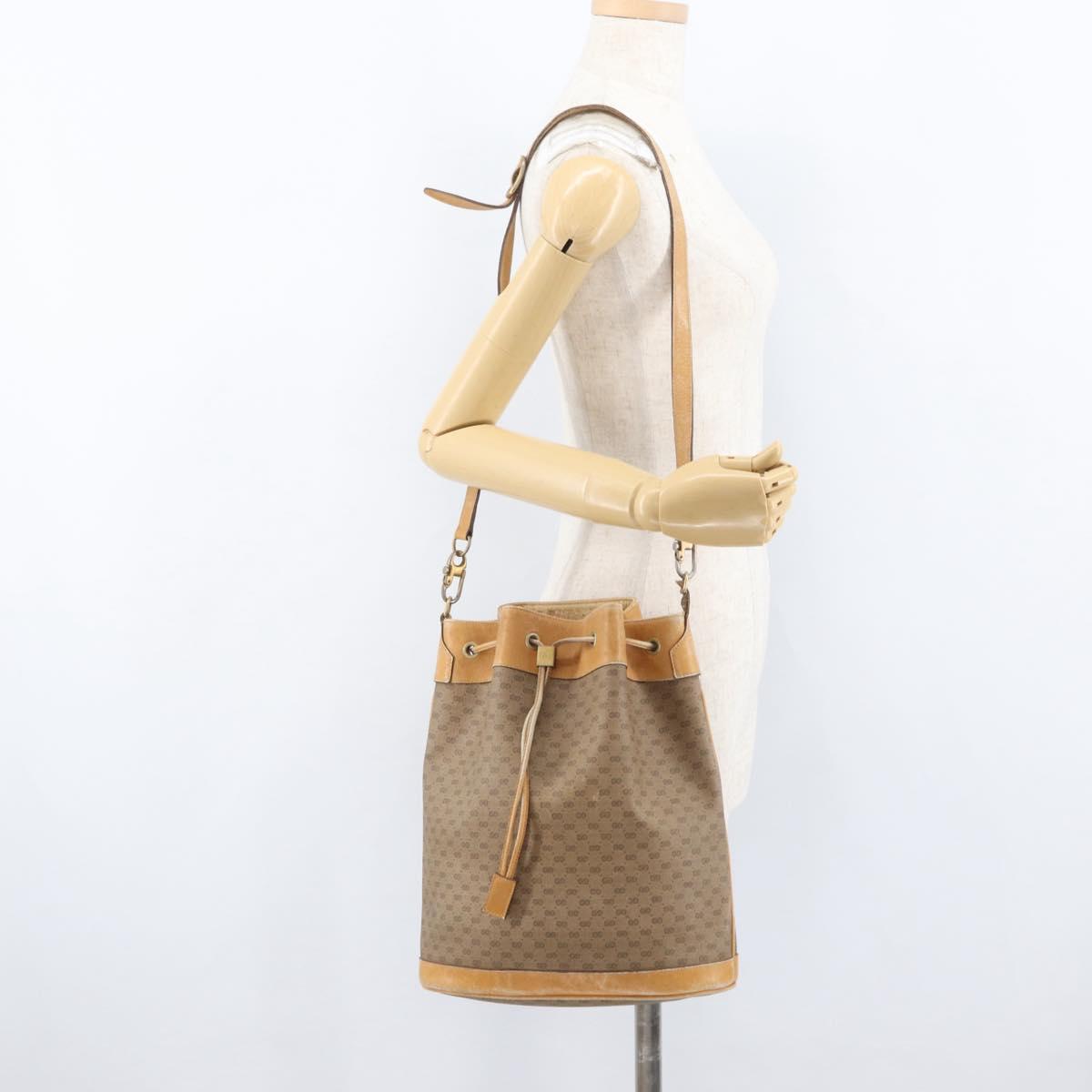 GUCCI Micro GG Supreme Shoulder Bag PVC Beige Gold 001 084 4793 Auth bs33290