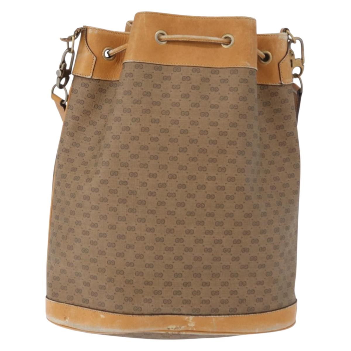 GUCCI Micro GG Supreme Shoulder Bag PVC Beige Gold 001 084 4793 Auth bs33290