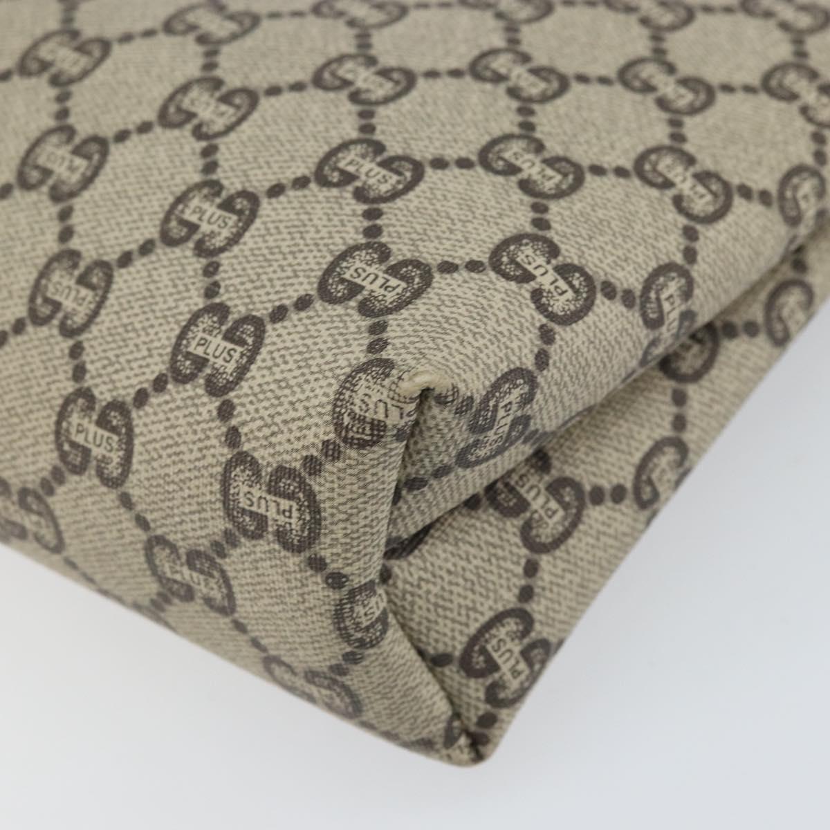 GUCCI GG Plus Supreme Clutch Bag PVC Beige Gold Auth bs33292