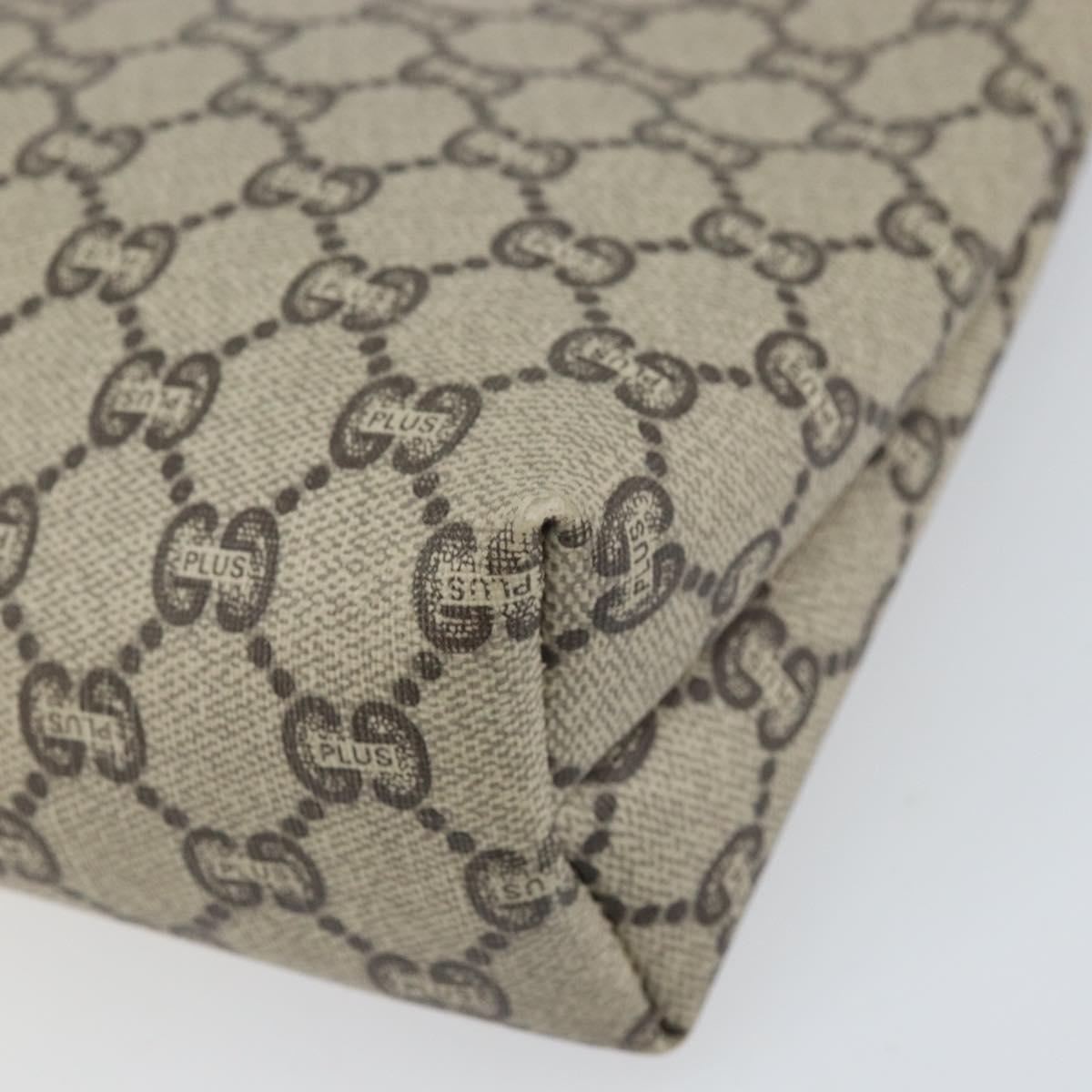 GUCCI GG Plus Supreme Clutch Bag PVC Beige Gold Auth bs33292