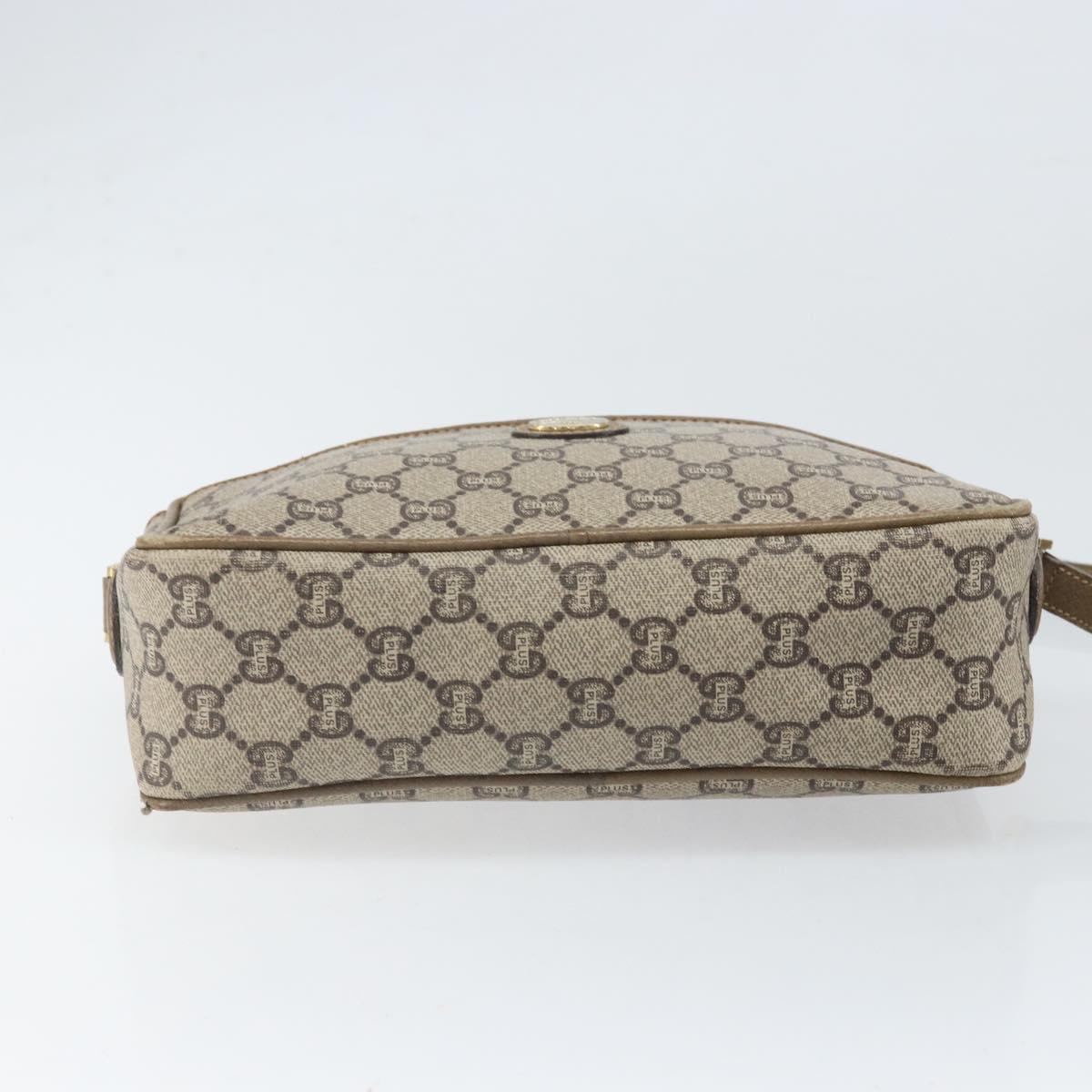 GUCCI GG Plus Supreme Shoulder Bag PVC Beige Gold Auth bs33293