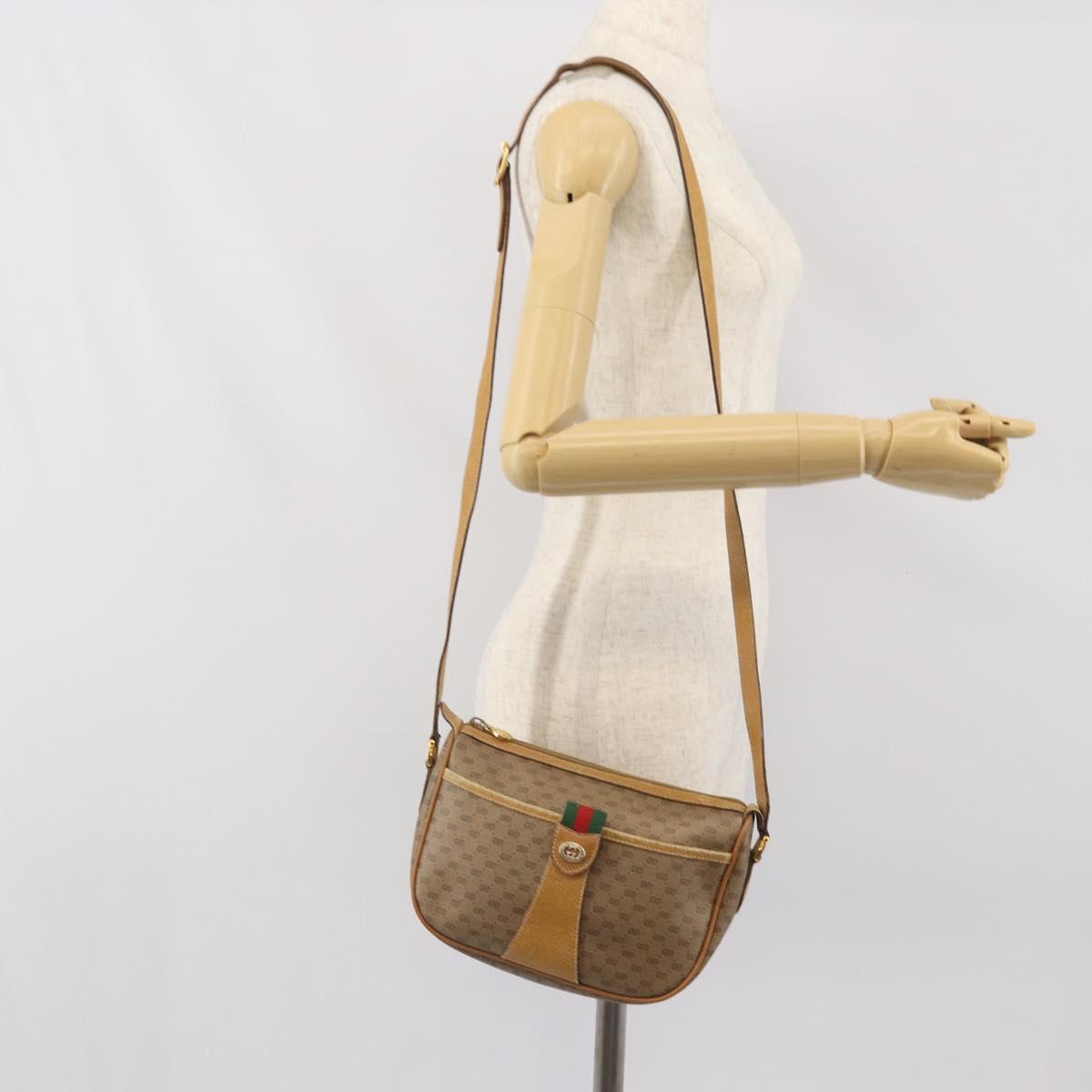 GUCCI Micro GG Supreme Web Sherry Line Bag PVC Beige Gold 89 02 032 Auth bs33296