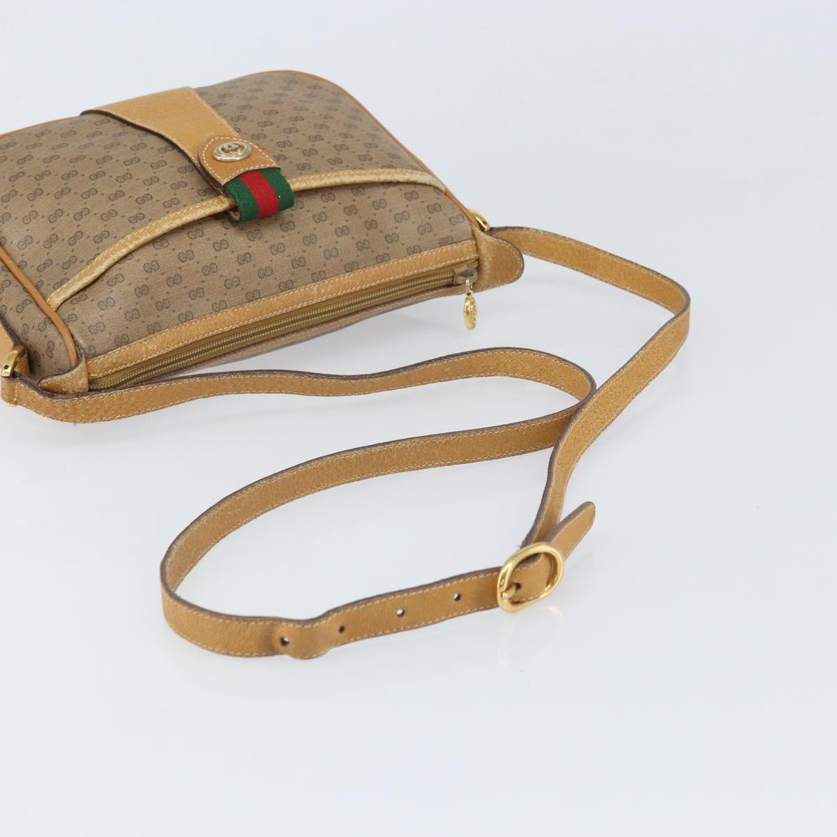 GUCCI Micro GG Supreme Web Sherry Line Bag PVC Beige Gold 89 02 032 Auth bs33296