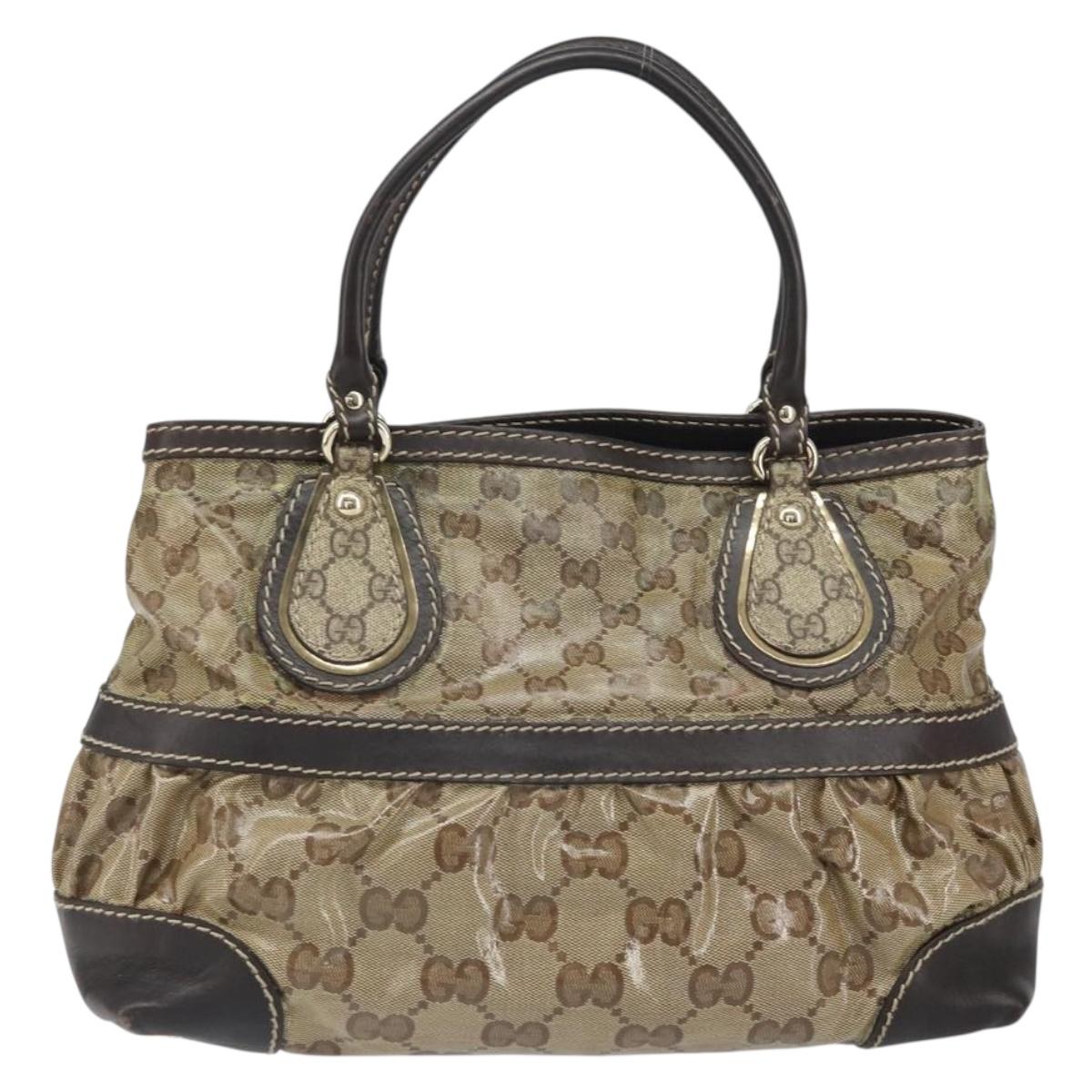 GUCCI GG Crystal Tote Bag Coated Canvas Gold Beige 223964 Auth bs33297