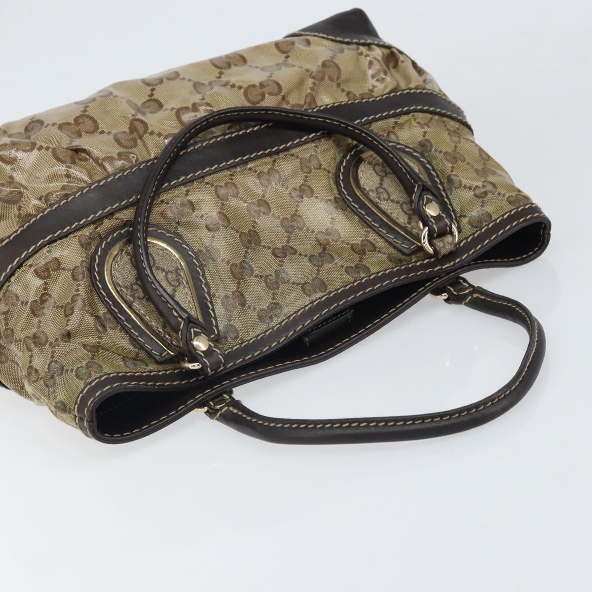 GUCCI GG Crystal Tote Bag Coated Canvas Gold Beige 223964 Auth bs33297