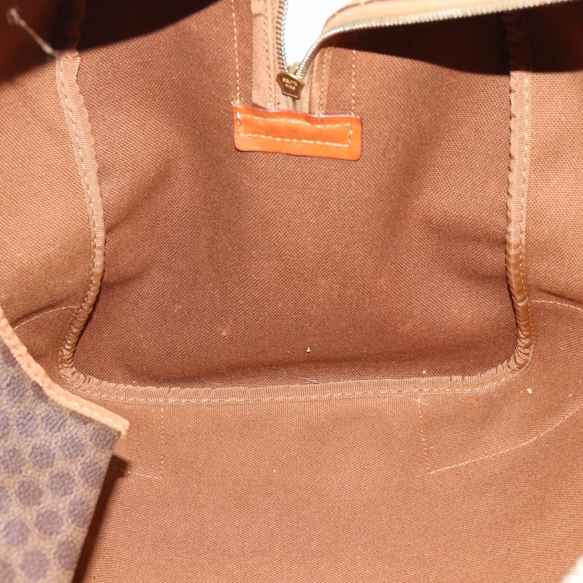 CELINE Macadam Canvas Boston Bag PVC Leather Brown Gold Auth bs33306