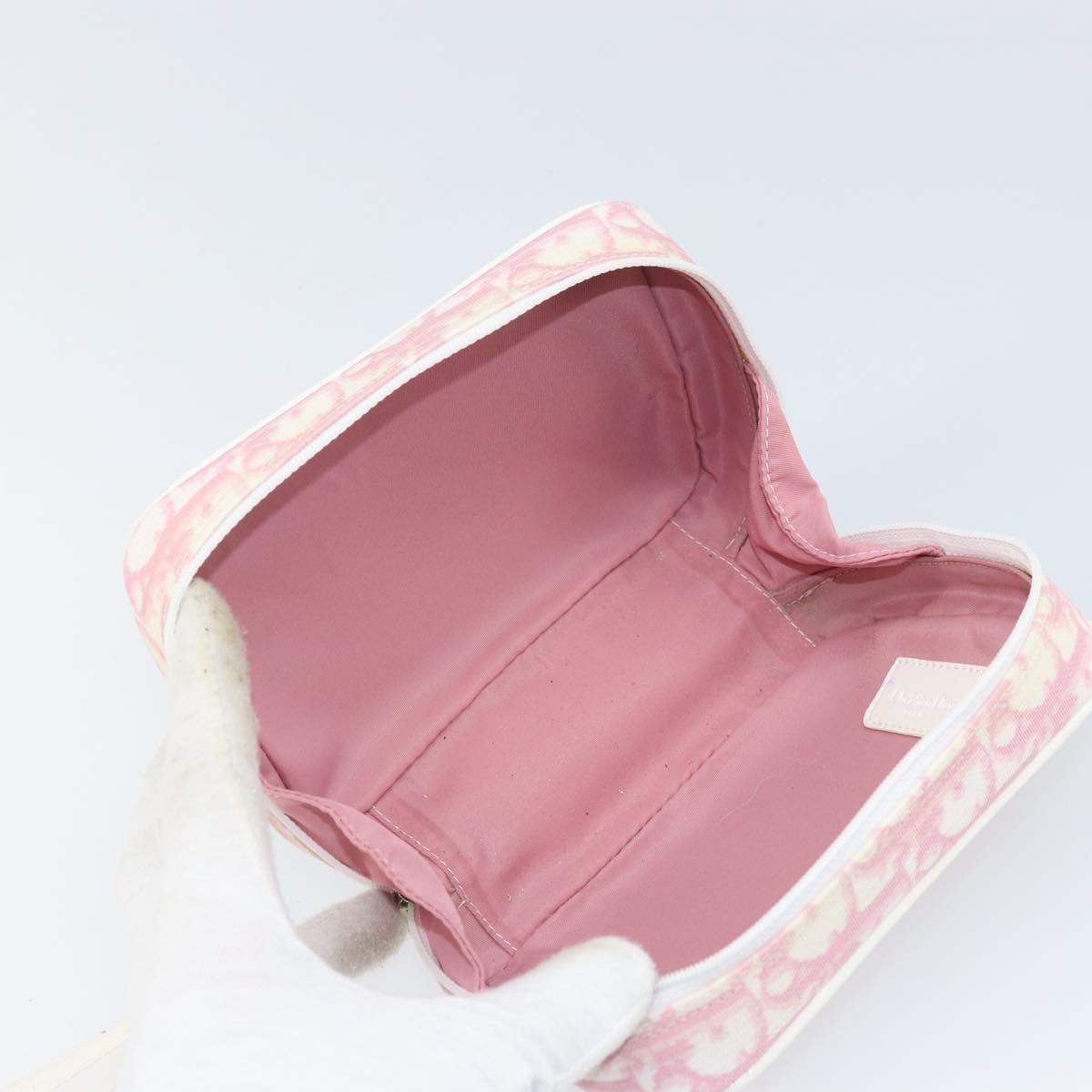 Christian Dior Trotter Canvas Pouch PVC Pink Silver Auth bs33307