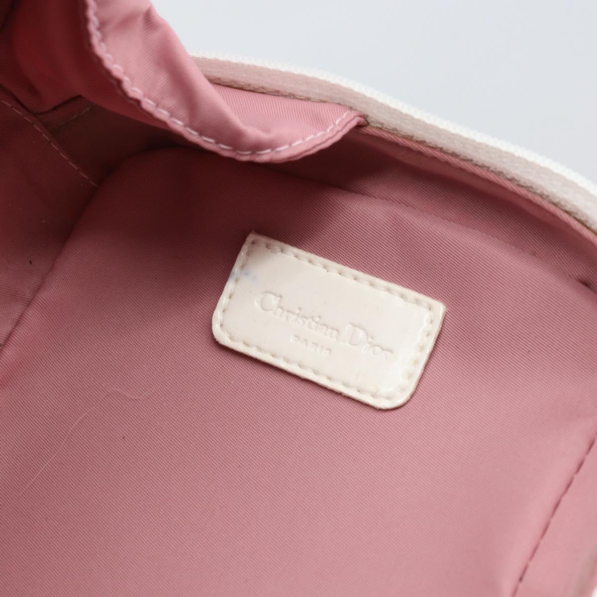 Christian Dior Trotter Canvas Pouch PVC Pink Silver Auth bs33307