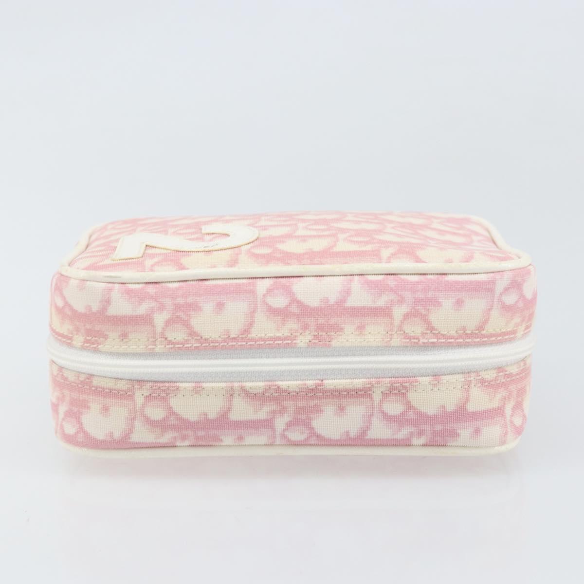Christian Dior Trotter Canvas Pouch PVC Pink Silver Auth bs33307
