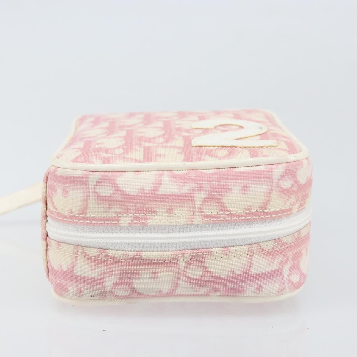 Christian Dior Trotter Canvas Pouch PVC Pink Silver Auth bs33307