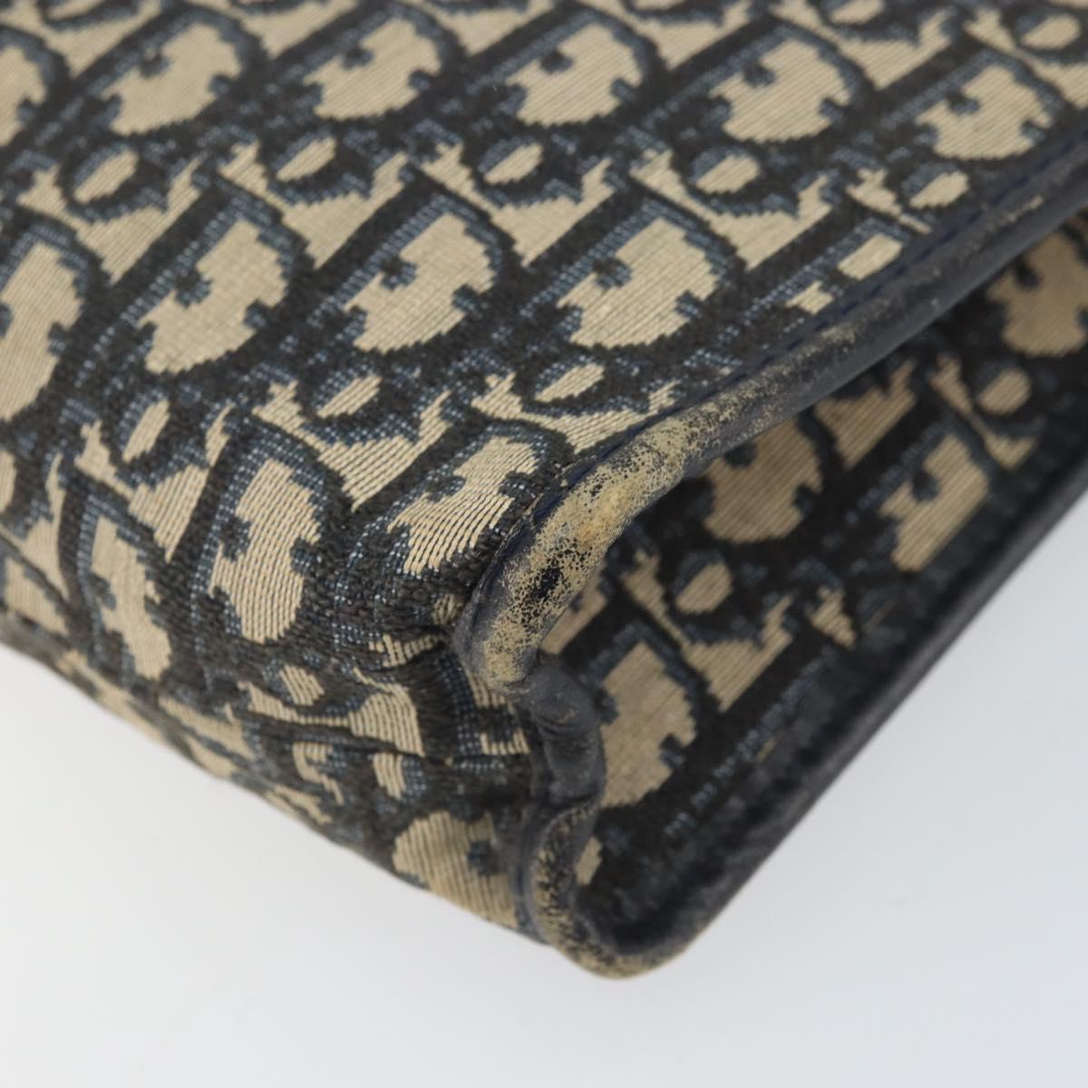 Christian Dior Trotter Canvas Clutch Bag Navy Silver Auth bs33309