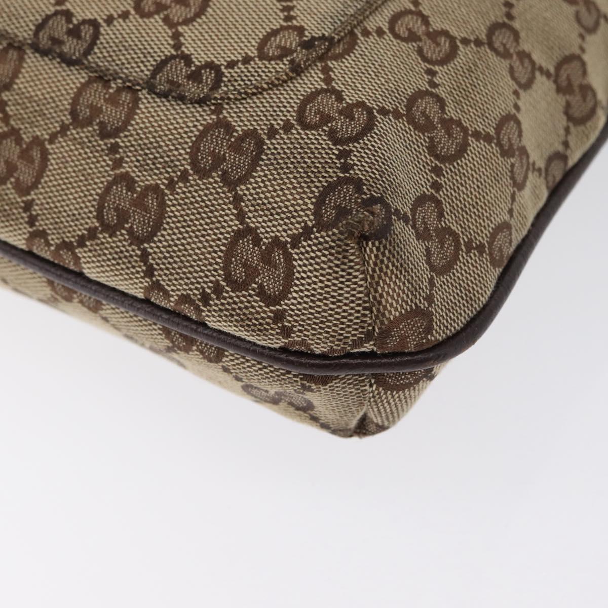 GUCCI GG Canvas Shoulder Bag Beige Silver 122793 Auth bs33310