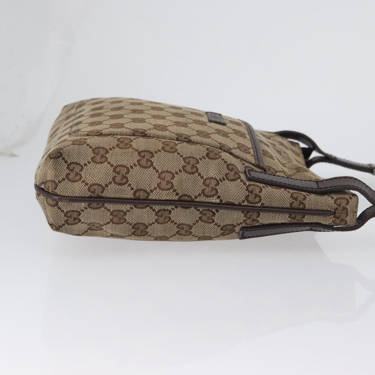 GUCCI GG Canvas Shoulder Bag Beige Silver 122793 Auth bs33310