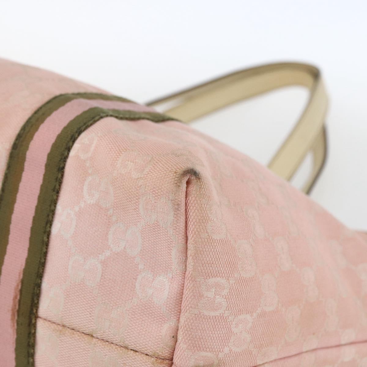 GUCCI GG Canvas Sherry Line Tote Bag Pink Gold 139260 Auth bs33311