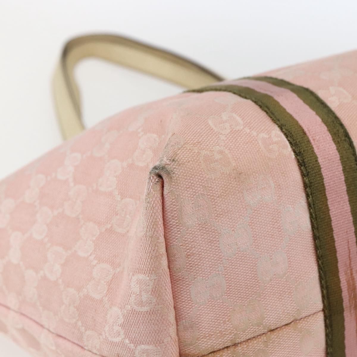 GUCCI GG Canvas Sherry Line Tote Bag Pink Gold 139260 Auth bs33311