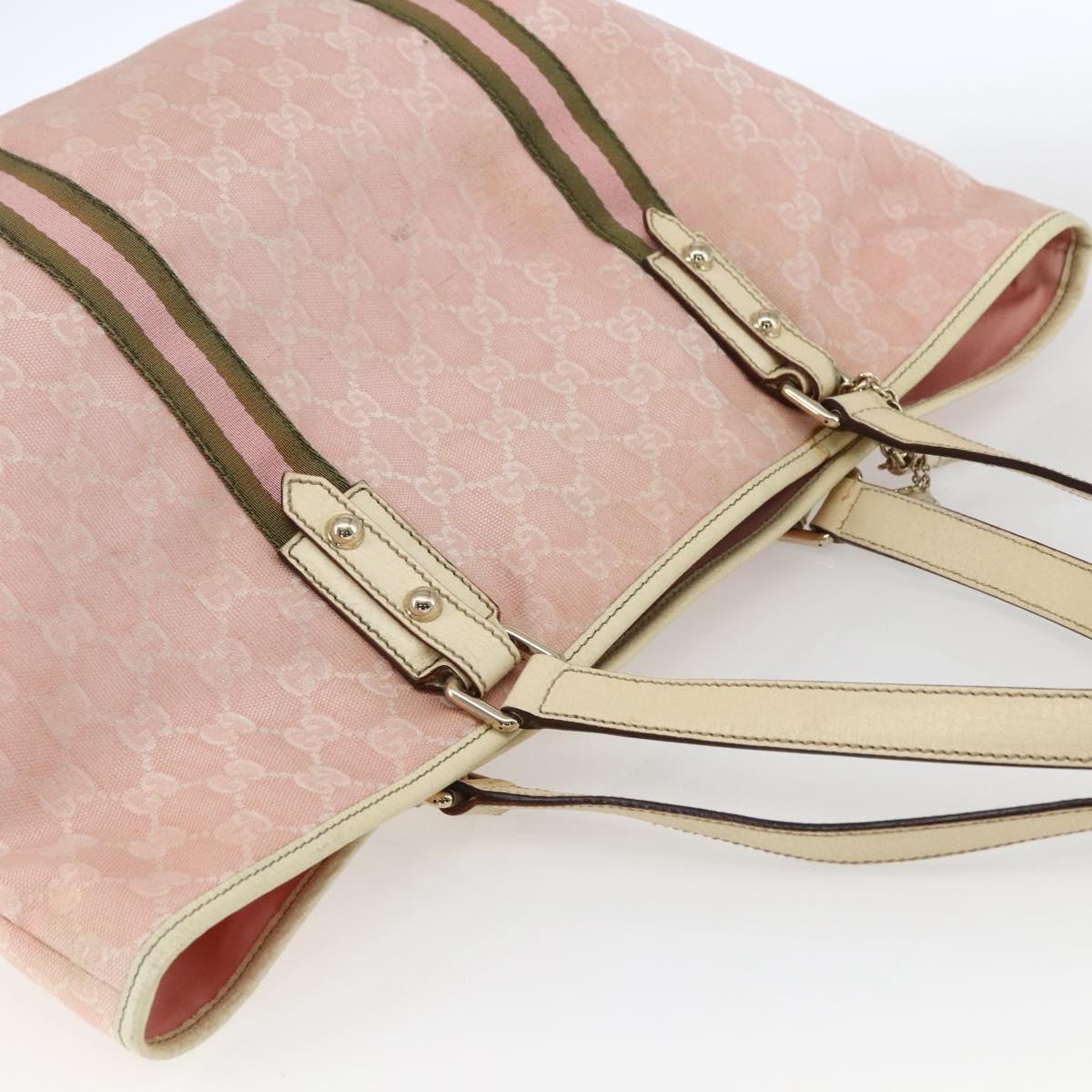 GUCCI GG Canvas Sherry Line Tote Bag Pink Gold 139260 Auth bs33311