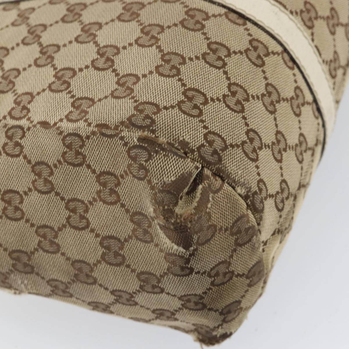 GUCCI GG Canvas Hand Bag Web Sherry Line Beige Gold 211935 Auth bs33313