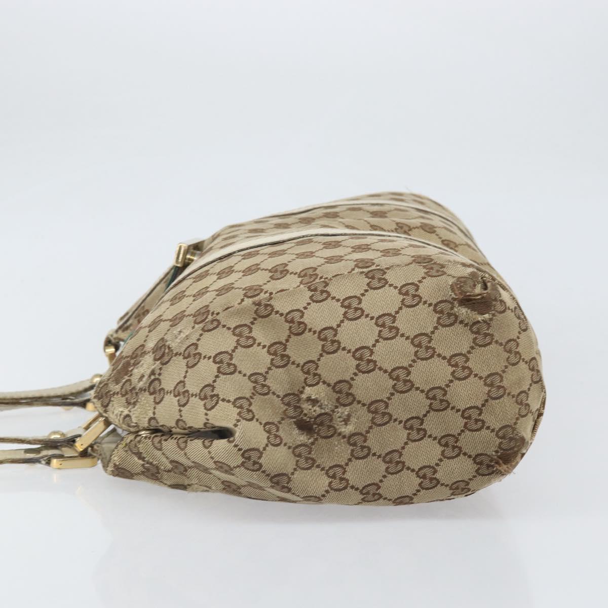 GUCCI GG Canvas Hand Bag Web Sherry Line Beige Gold 211935 Auth bs33313