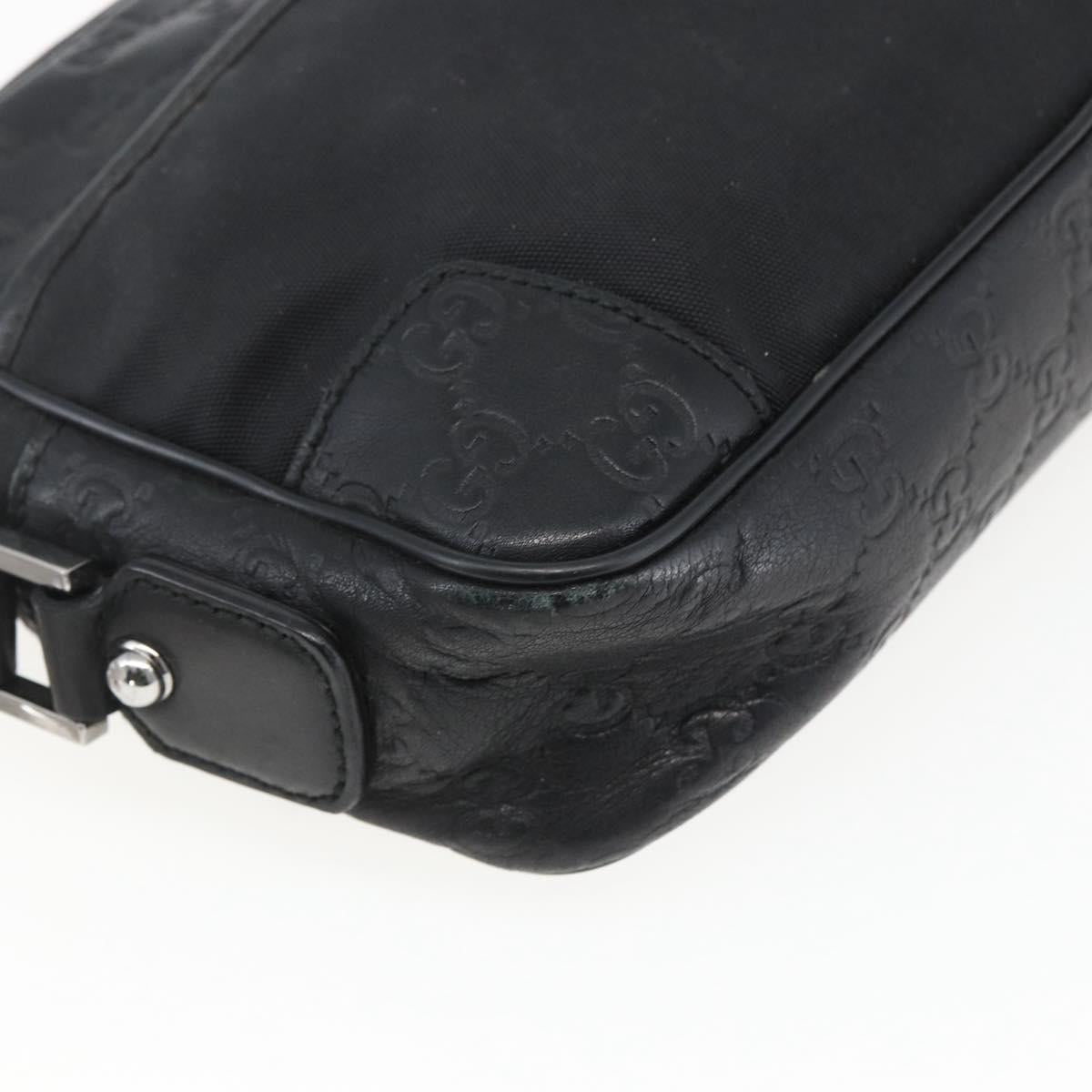 GUCCI GG Canvas Guccissima Clutch Bag Leather nylon Black 162782 Auth bs33316