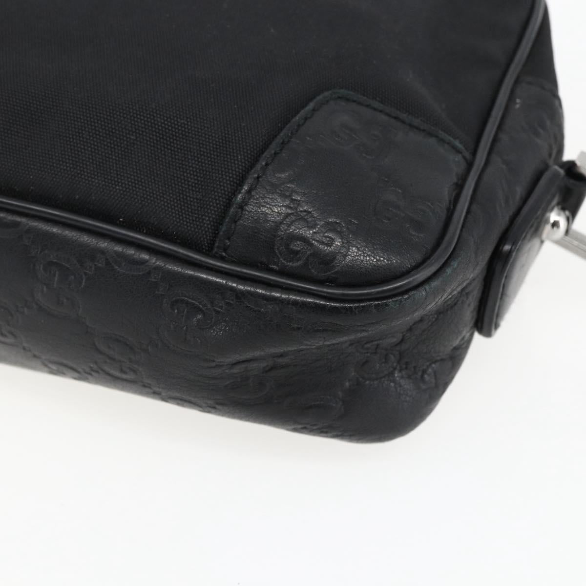 GUCCI GG Canvas Guccissima Clutch Bag Leather nylon Black 162782 Auth bs33316