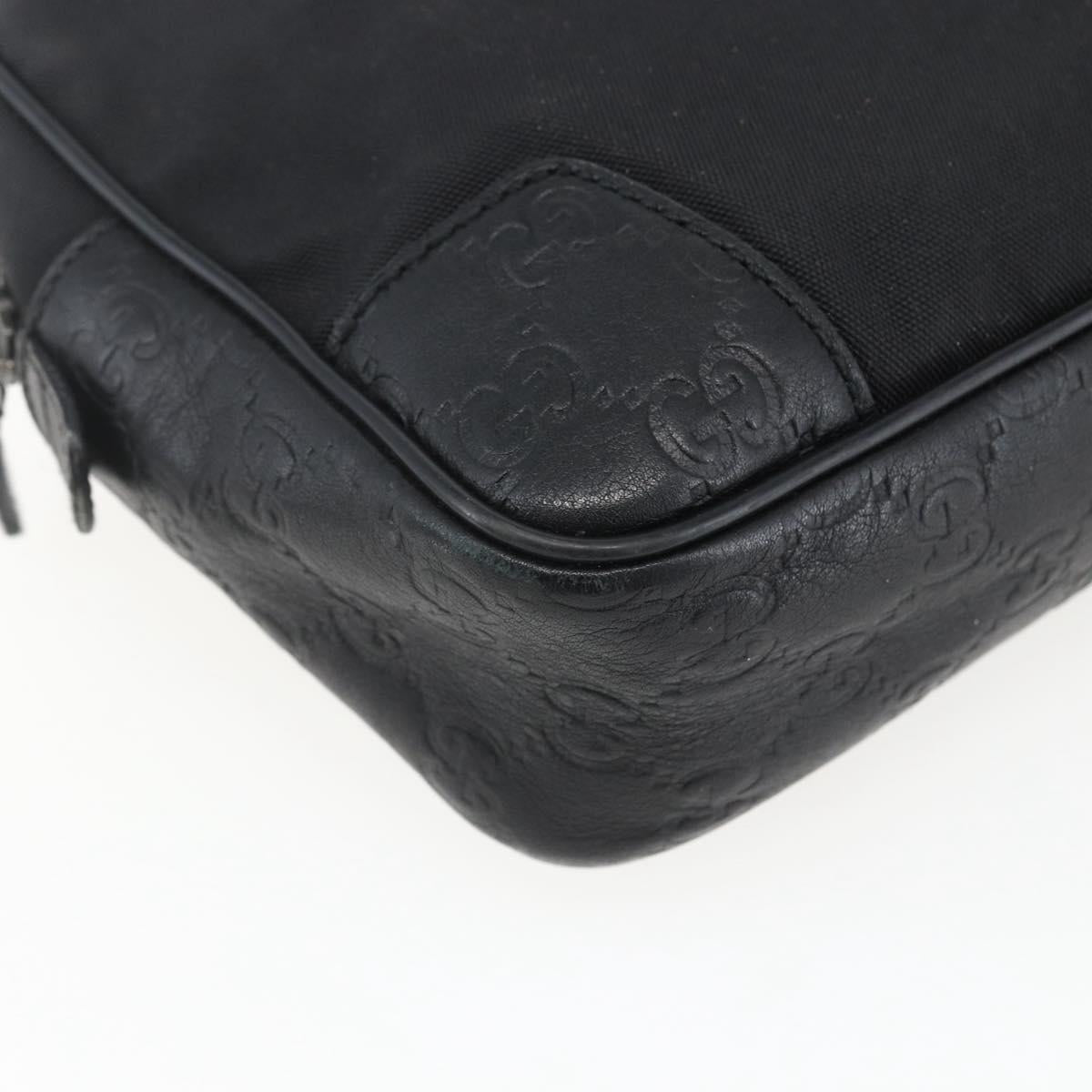 GUCCI GG Canvas Guccissima Clutch Bag Leather nylon Black 162782 Auth bs33316