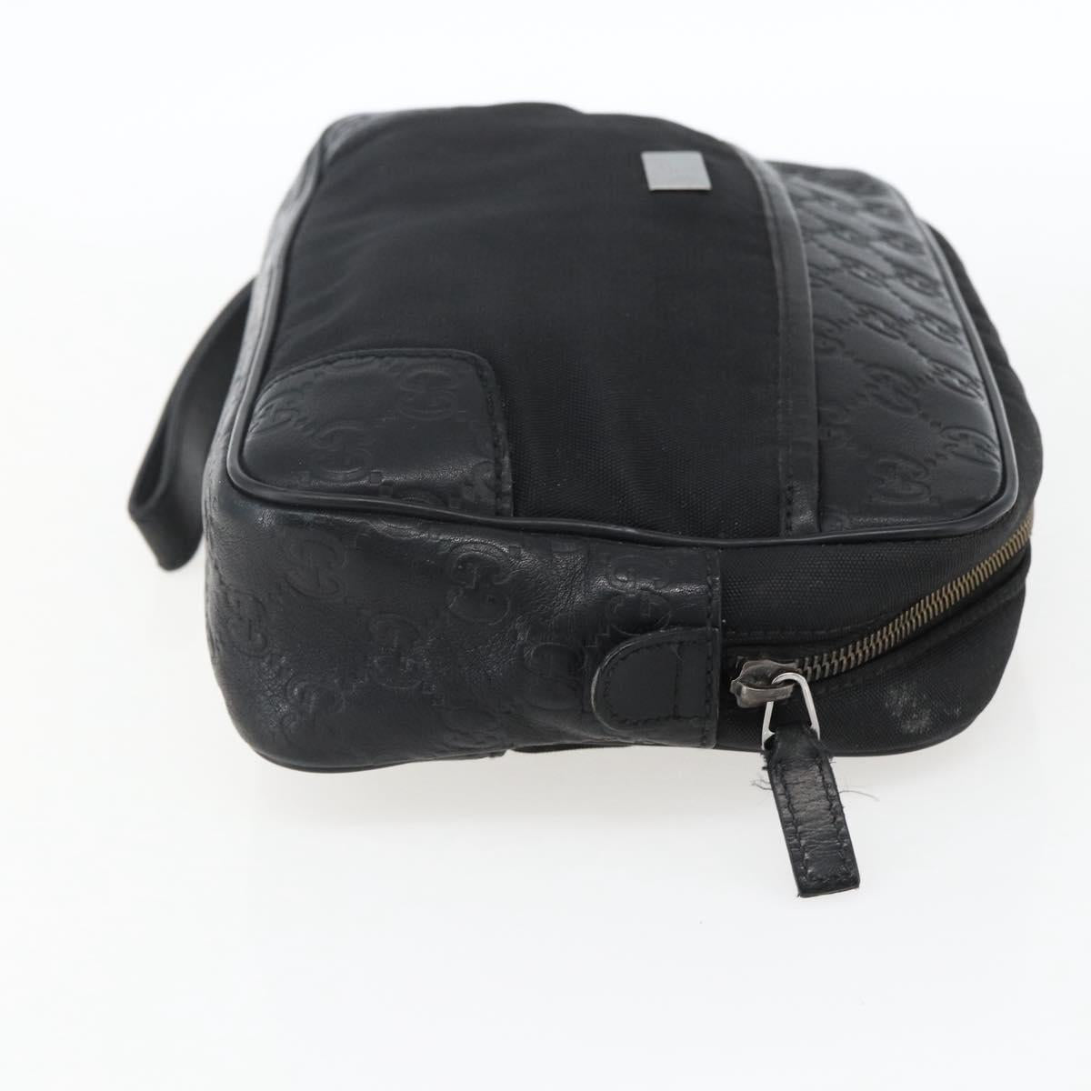 GUCCI GG Canvas Guccissima Clutch Bag Leather nylon Black 162782 Auth bs33316
