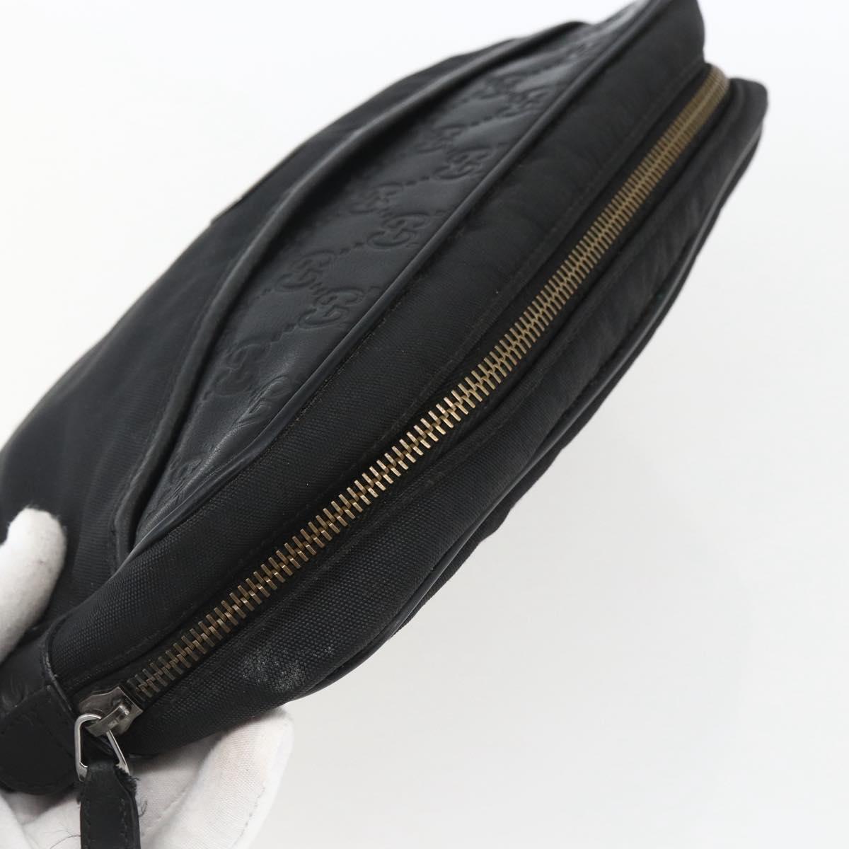 GUCCI GG Canvas Guccissima Clutch Bag Leather nylon Black 162782 Auth bs33316