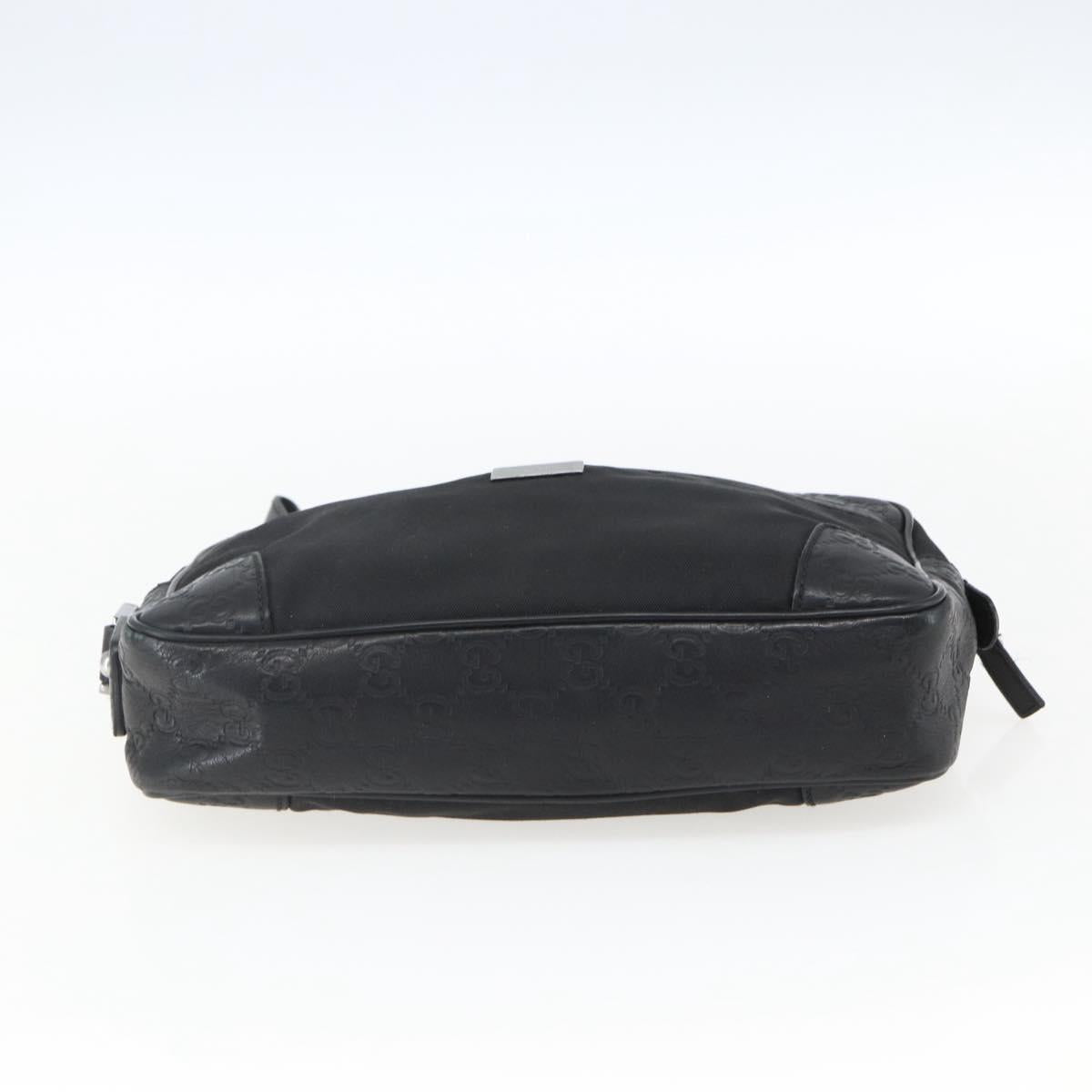 GUCCI GG Canvas Guccissima Clutch Bag Leather nylon Black 162782 Auth bs33316