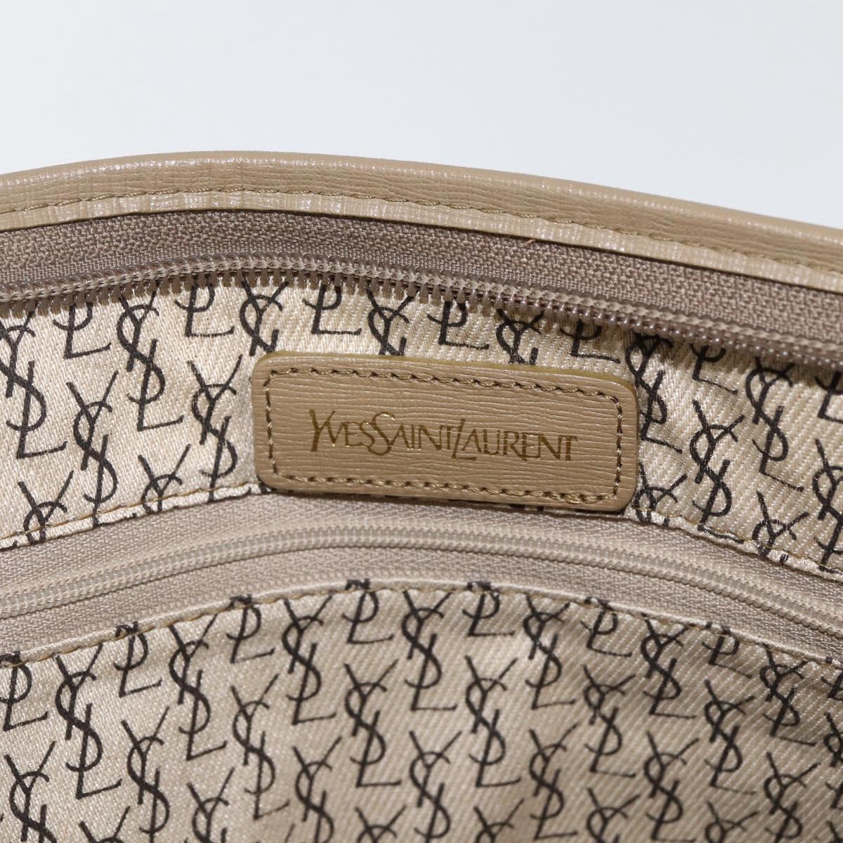 SAINT LAURENT Clutch Bag PVC Canvas Gray Auth bs33321