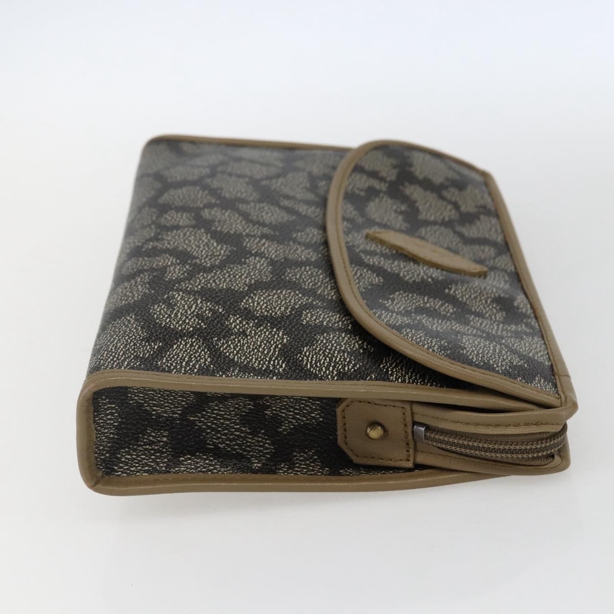 SAINT LAURENT Clutch Bag PVC Canvas Gray Auth bs33321