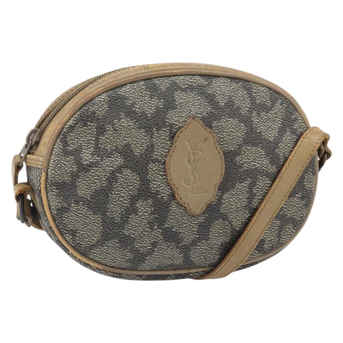 SAINT LAURENT Shoulder Bag PVC Canvas Gray Auth bs33323