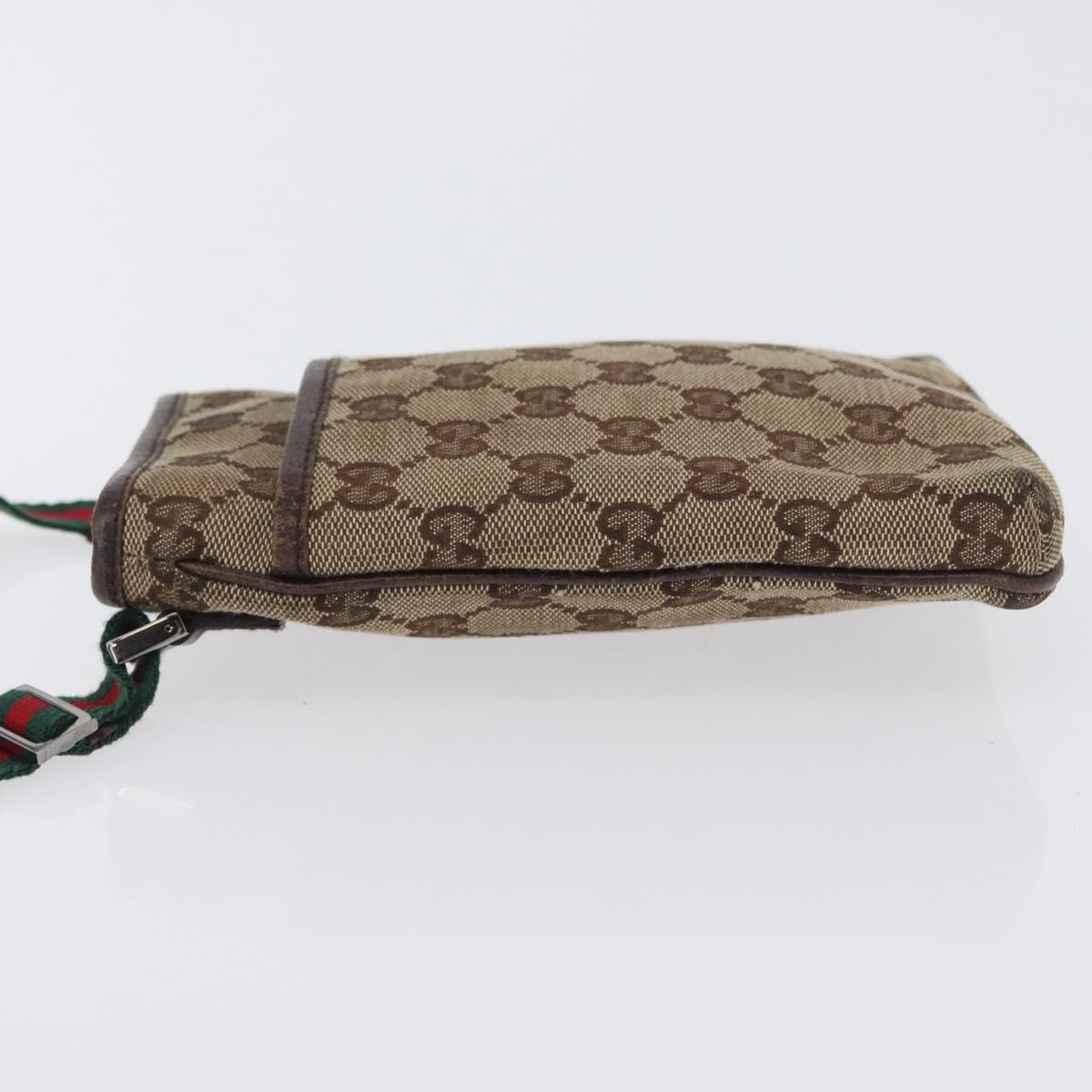 GUCCI GG Canvas Web Sherry Line Shoulder Bag Beige 141863 Auth bs33331