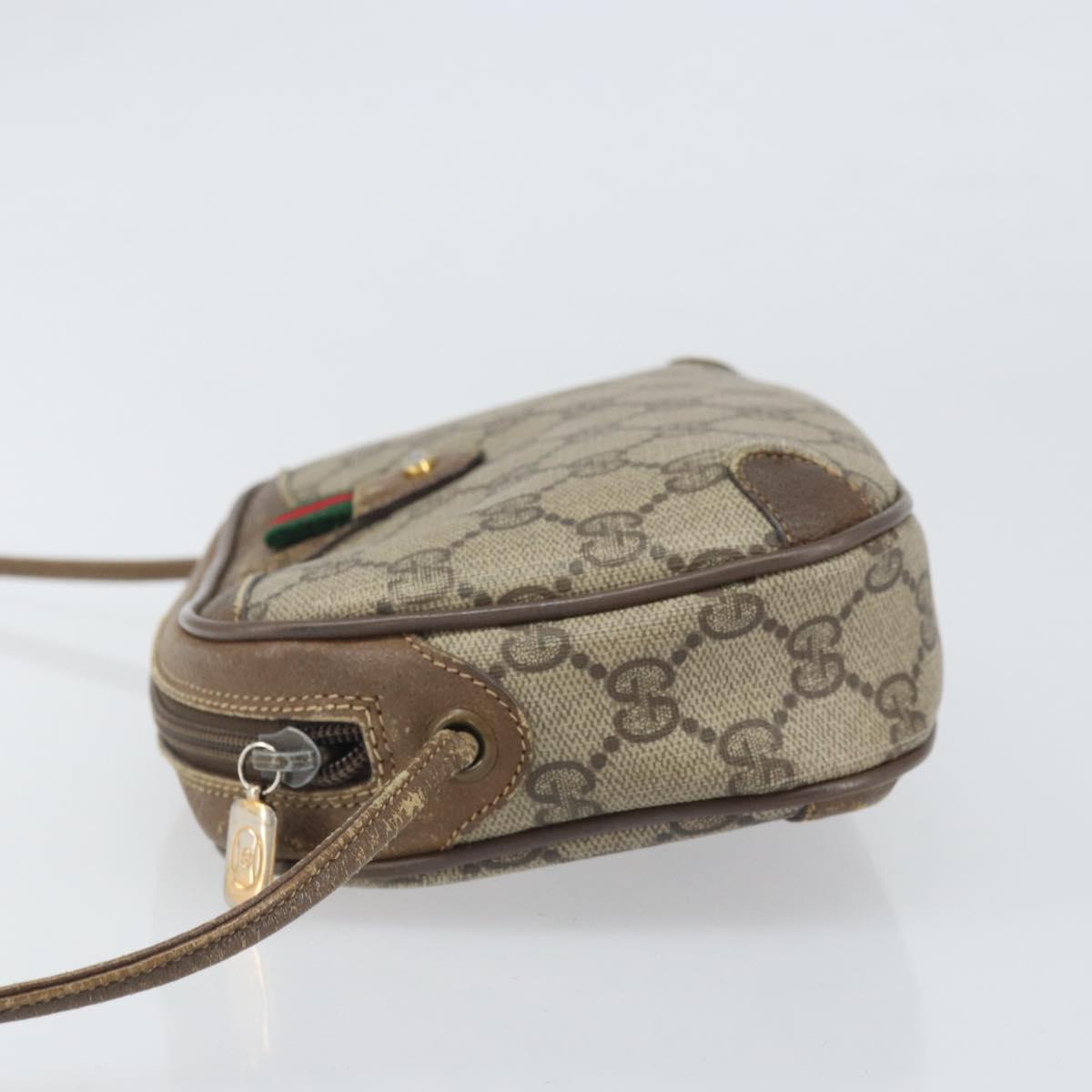 GUCCI GG Supreme Web Sherry Line Bag PVC Beige Gold 89 02 066 Auth bs33336