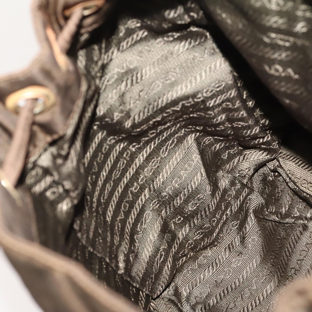 PRADA Backpack Nylon Brown Gold Auth bs33338